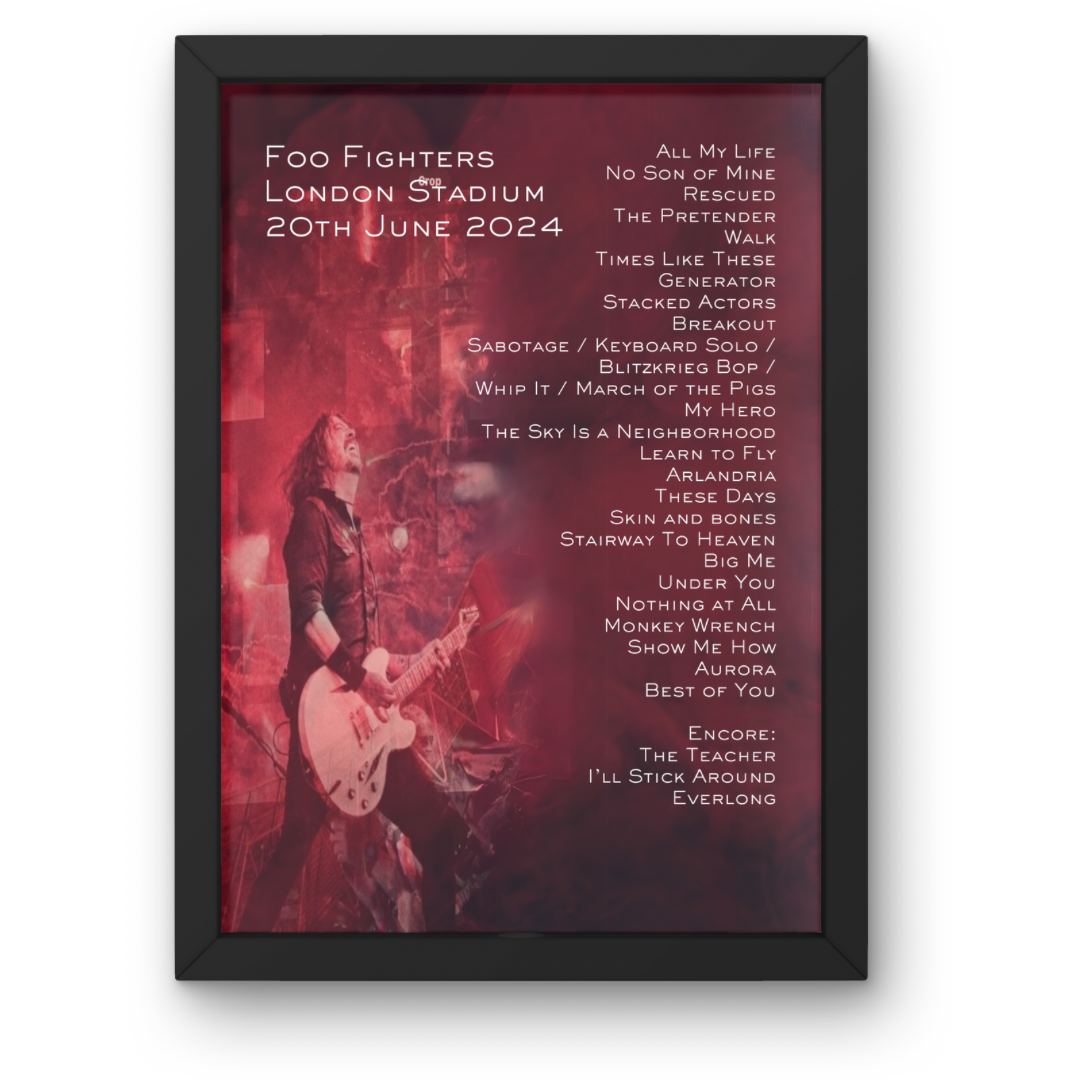 Custom Setlist Posters Any Gig/Artist YOU CHOOSE! A1-5 Frame
