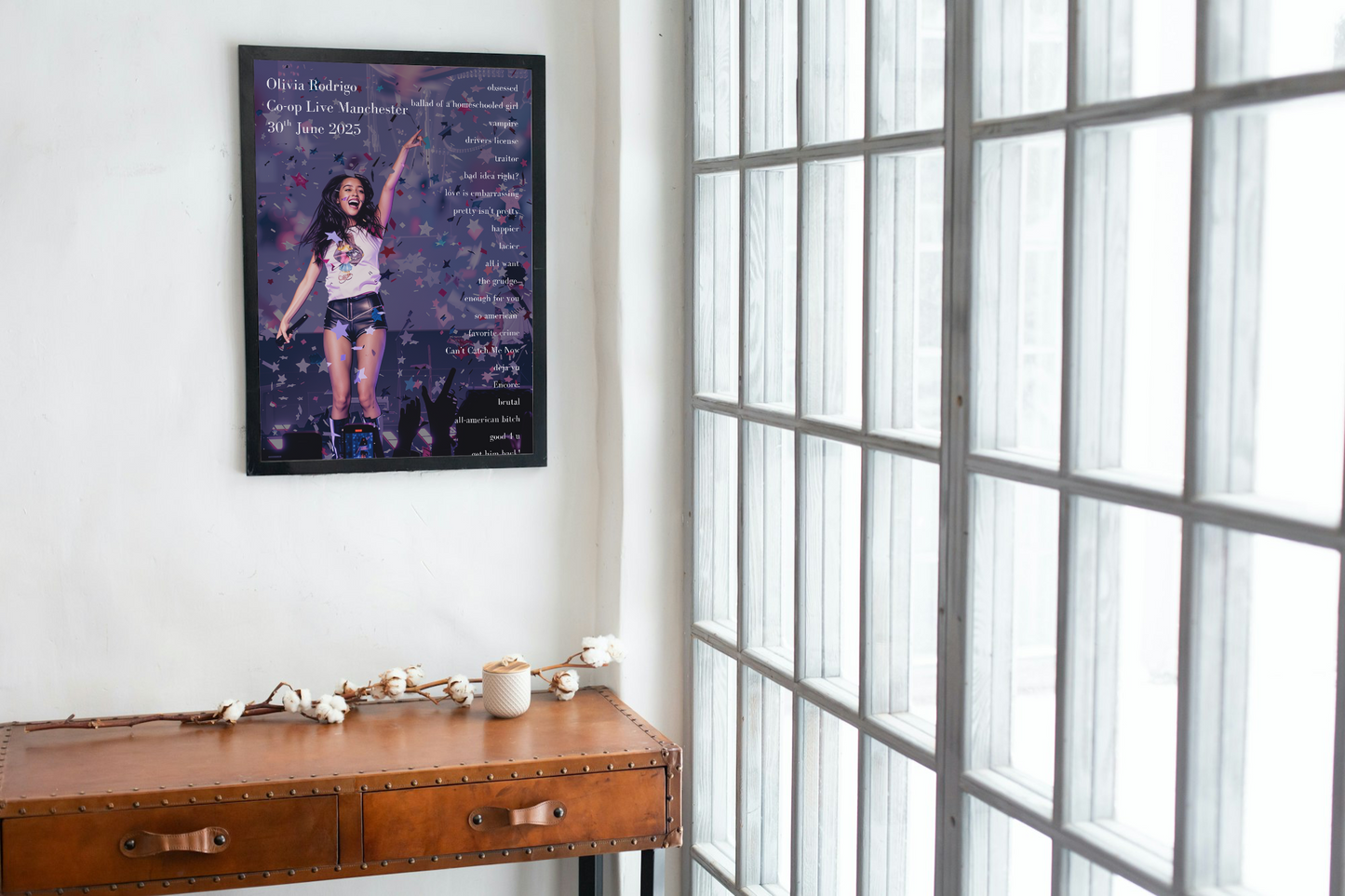 Olivia Rodrigo Manchester Setlist Posters | A1-5 Frame Option