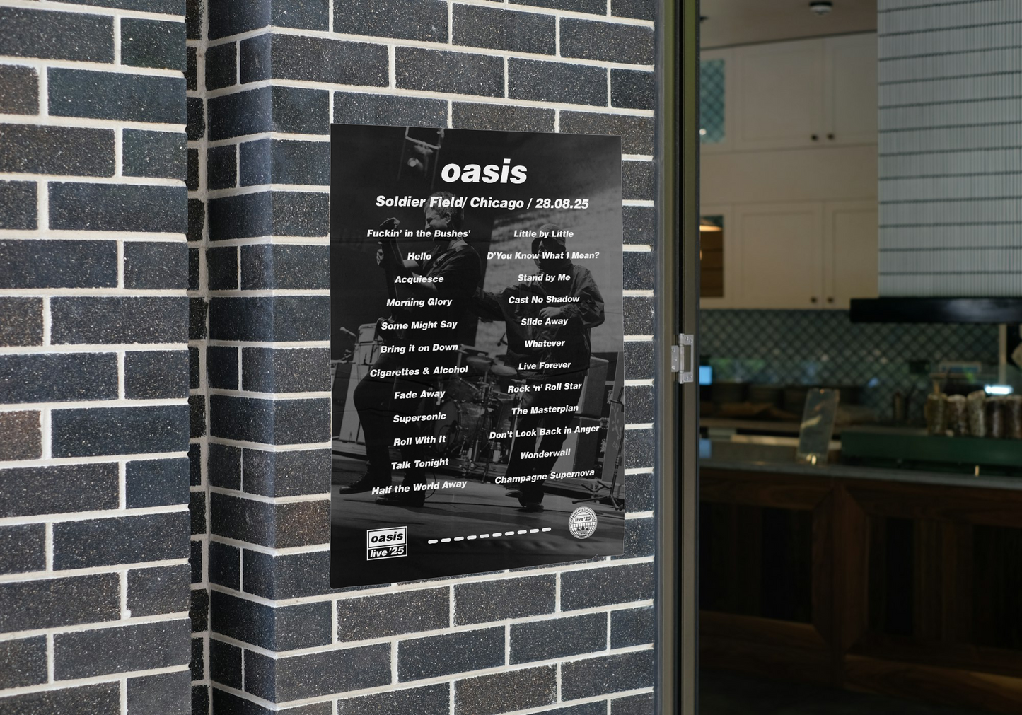 OASIS CHICAGO 2025 SETLIST POSTER | A1 - A5 w/Frame Option