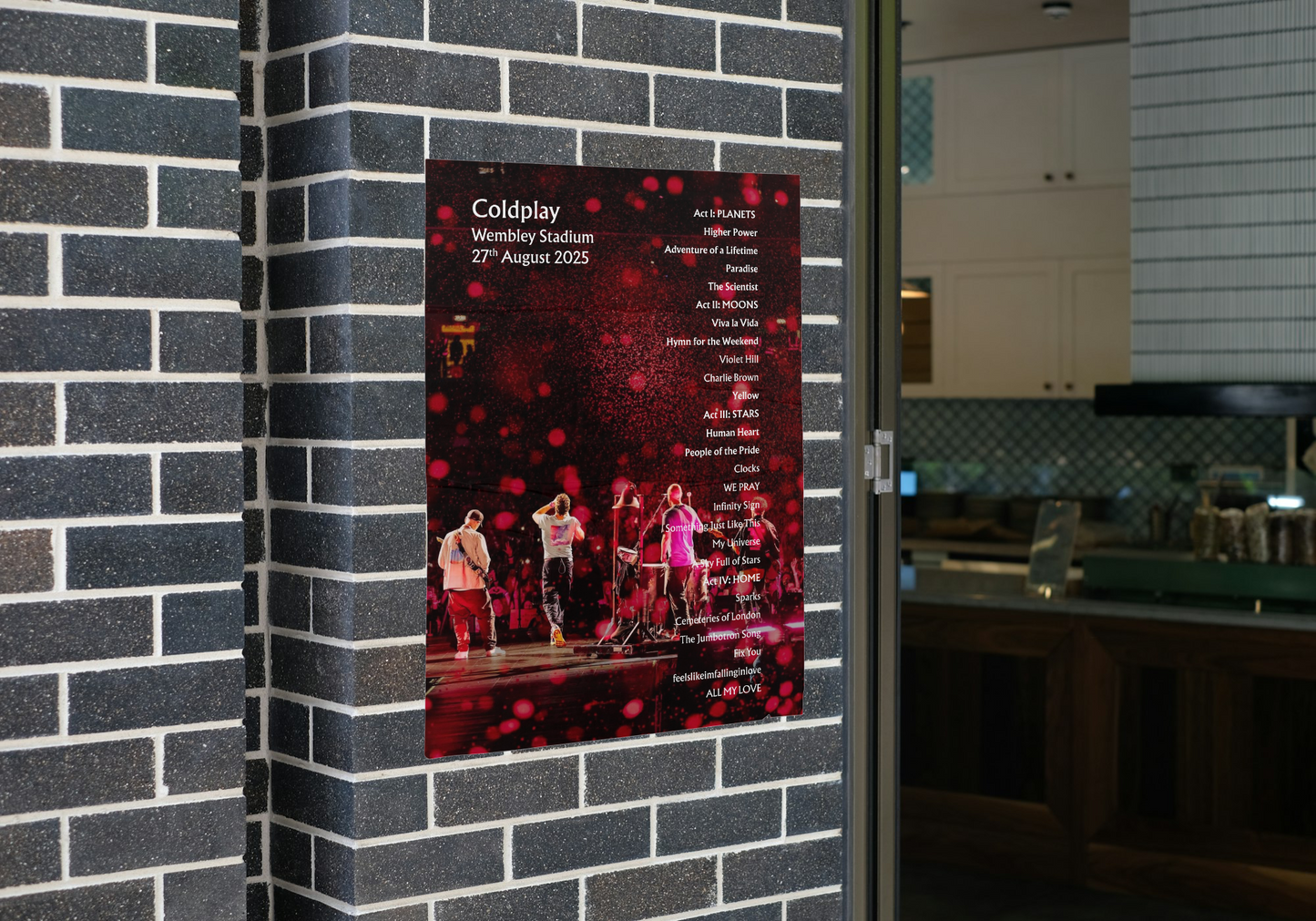 Coldplay 2025 WEMBLEY Setlist Poster - NIGHT 5+6 A1 to A5 frame Option