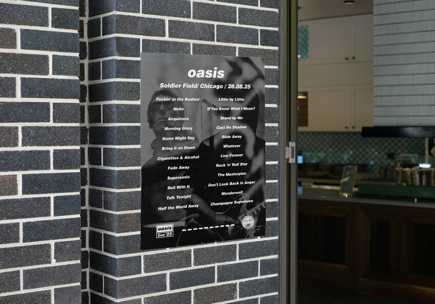 OASIS CHICAGO 2025 SETLIST POSTER | A1 - A5 w/Frame Option