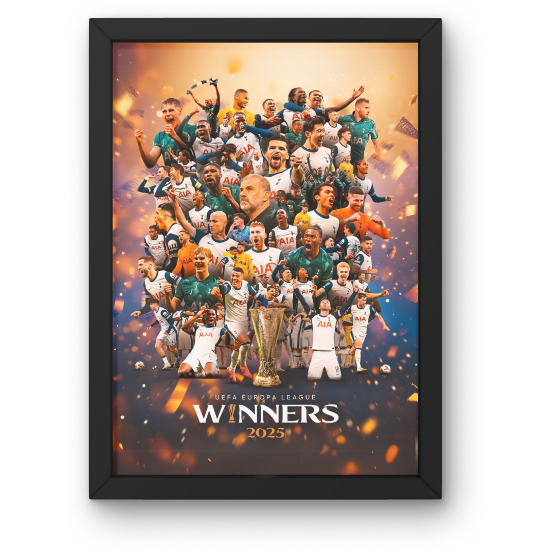 Tottenham Europa League 2025 Winners Poster - A1-5 Frame Option