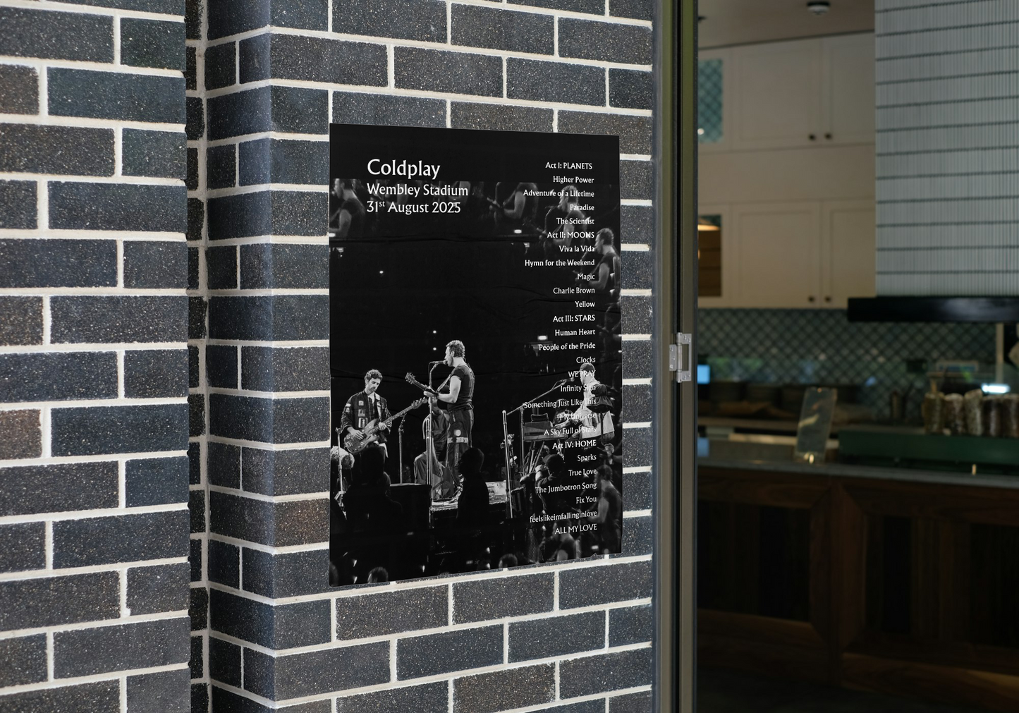 Coldplay Wembley 31/08/25 NIGHT SIX Setlist Poster - A1 to A5 w/frame Option