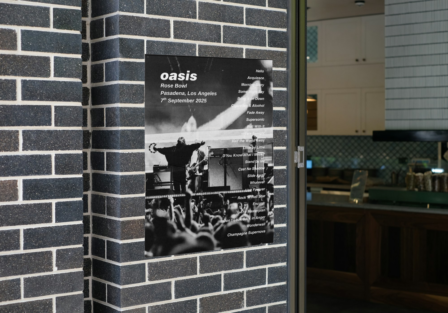 OASIS LOS ANGELES CA USA LIVE 2025 SETLIST POSTER | BOTH DATES | A1 - A5 w/Frame Option