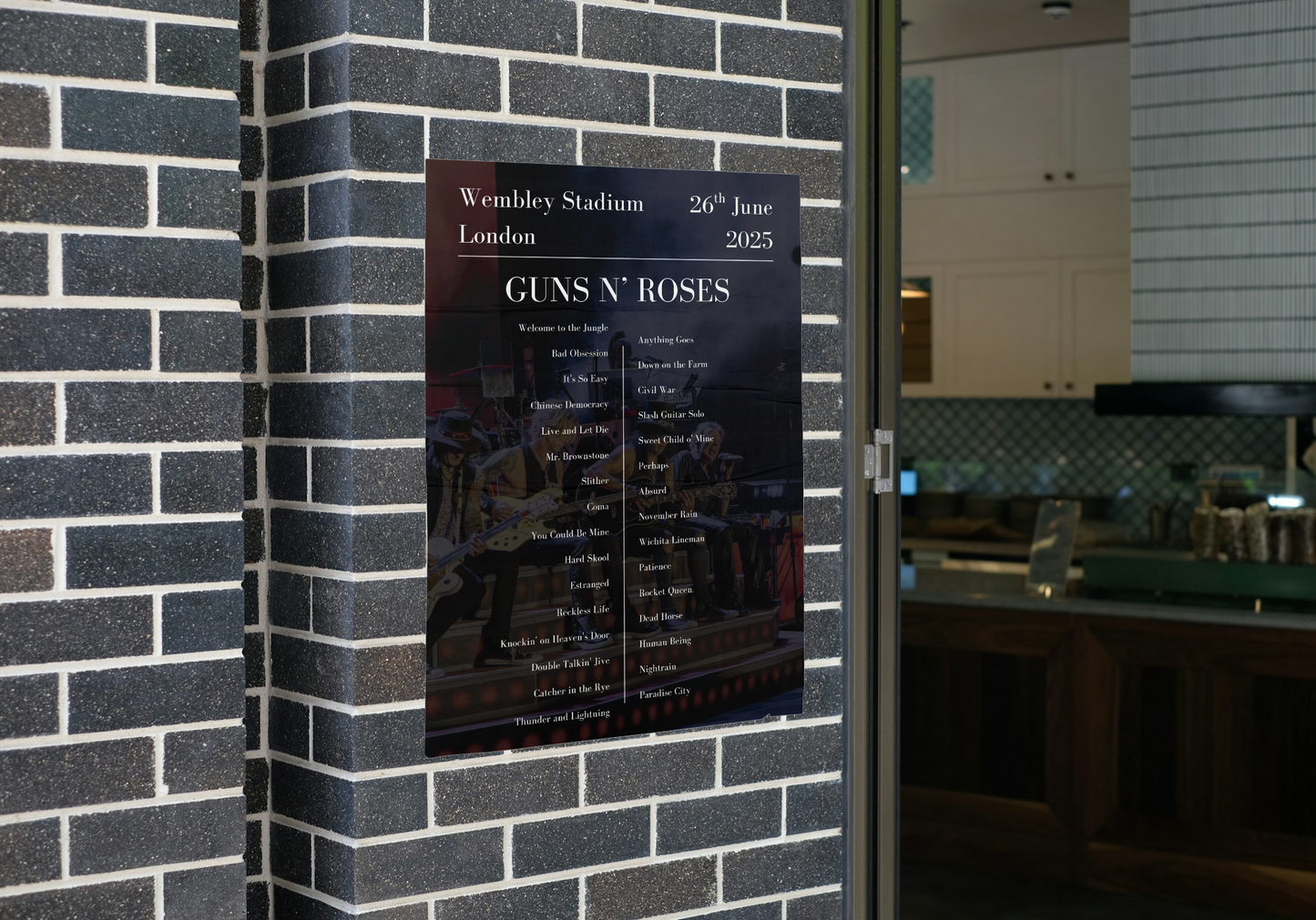 Guns N Roses Wembley 25 Setlist Poster | A1 to A5 | Frame Option
