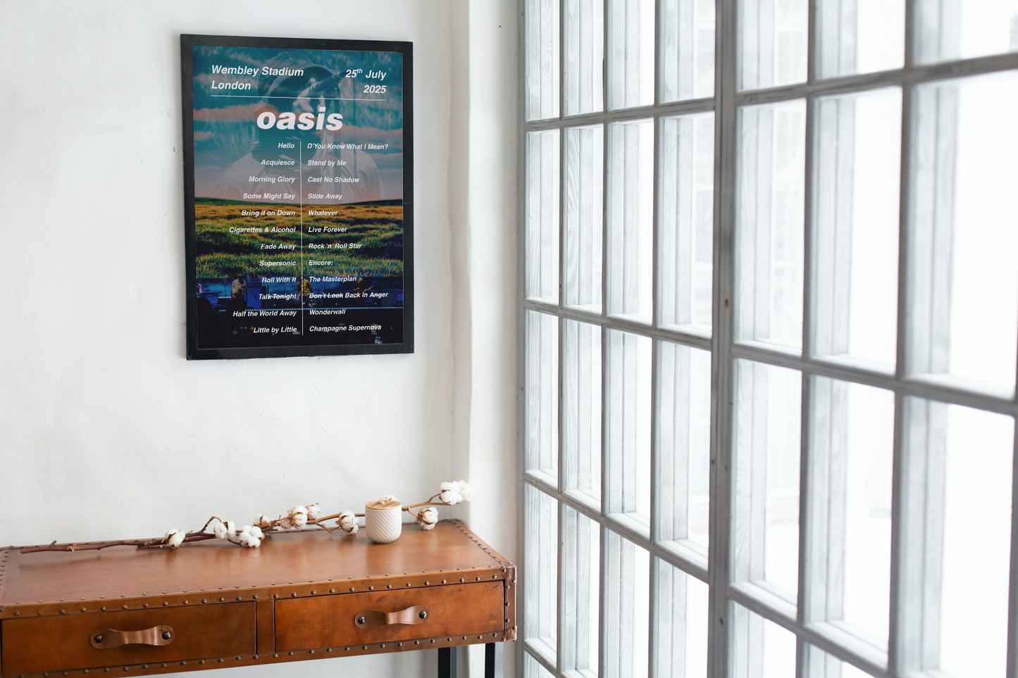 OASIS WEMBLEY 2025 SETLIST POSTER | ALL DATES | A1 - A5 Frame Option