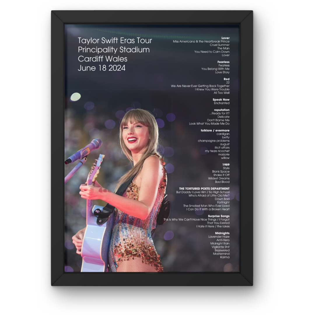 Taylor Swift Eras Tour Setlist Posters ALL UK DATES and rest of world available.
