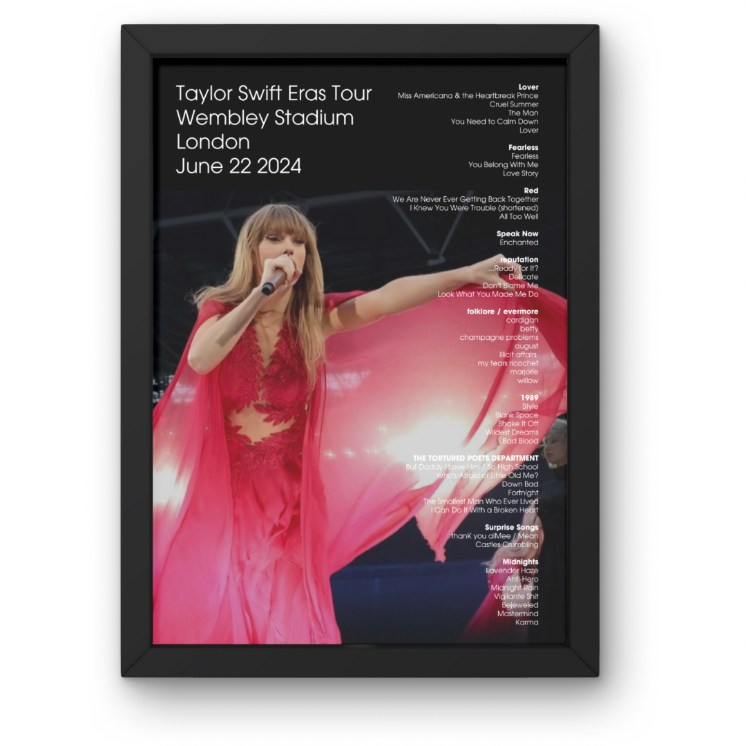 Taylor Swift Eras Tour Setlist Posters ALL UK DATES and rest of world available.