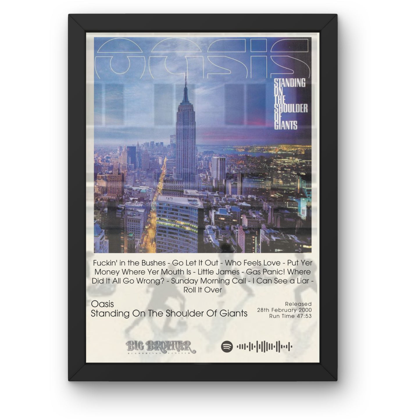 Oasis Album Posters | ALL ALBUMS AVAILABLE | A1-A5 Frame Option