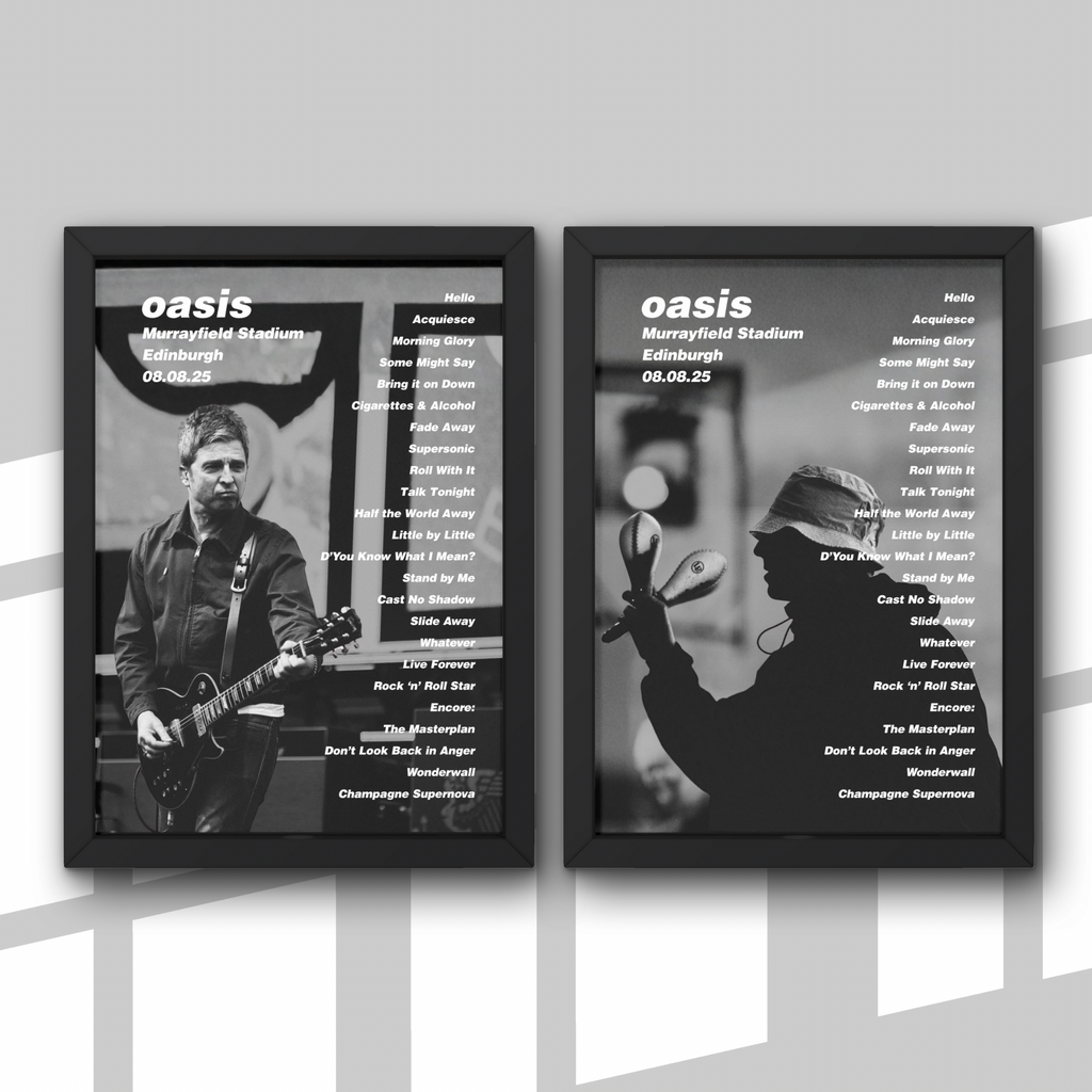 Oasis Edinburgh Setlist Print New Design - All Dates