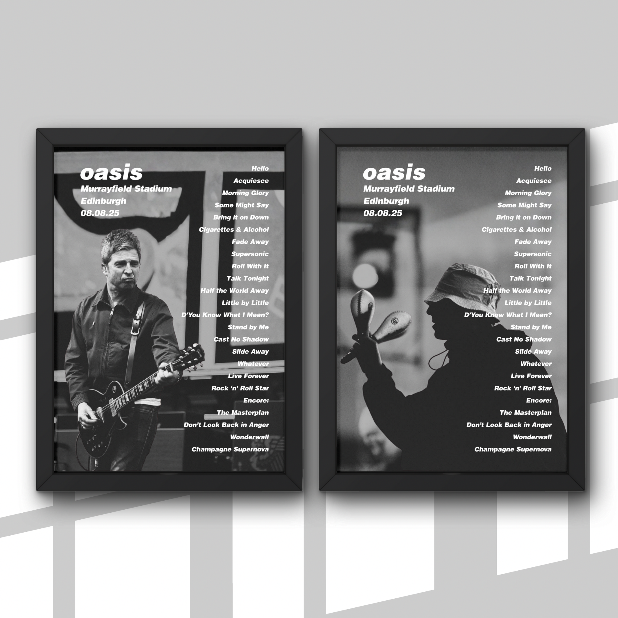 Oasis Edinburgh Setlist Print New Design - All Dates