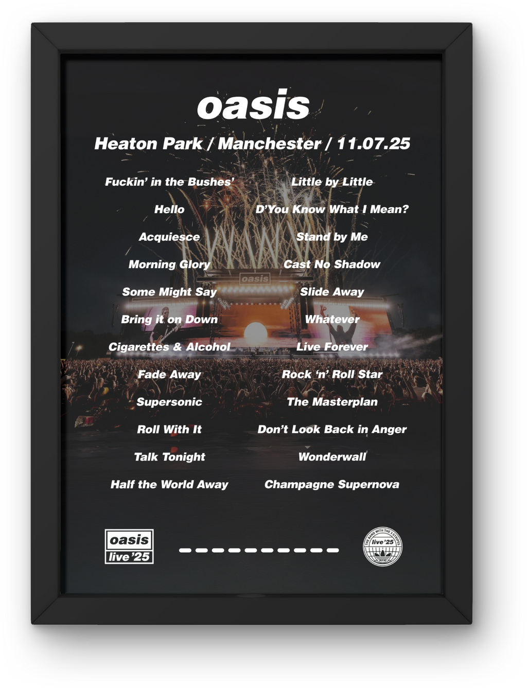 Oasis Manchester DIGITAL Setlist Print - All Dates