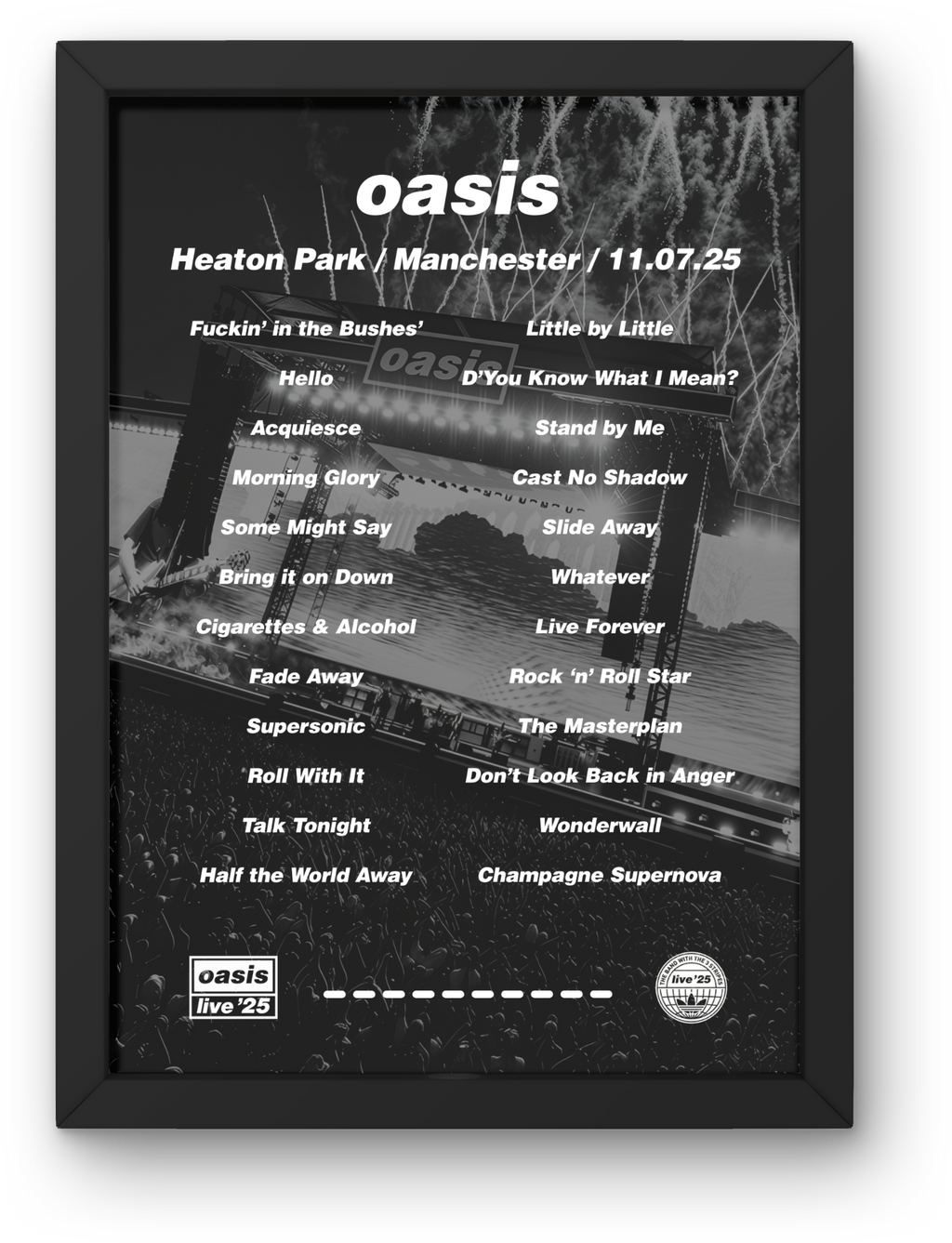 Oasis Manchester DIGITAL Setlist Print - All Dates