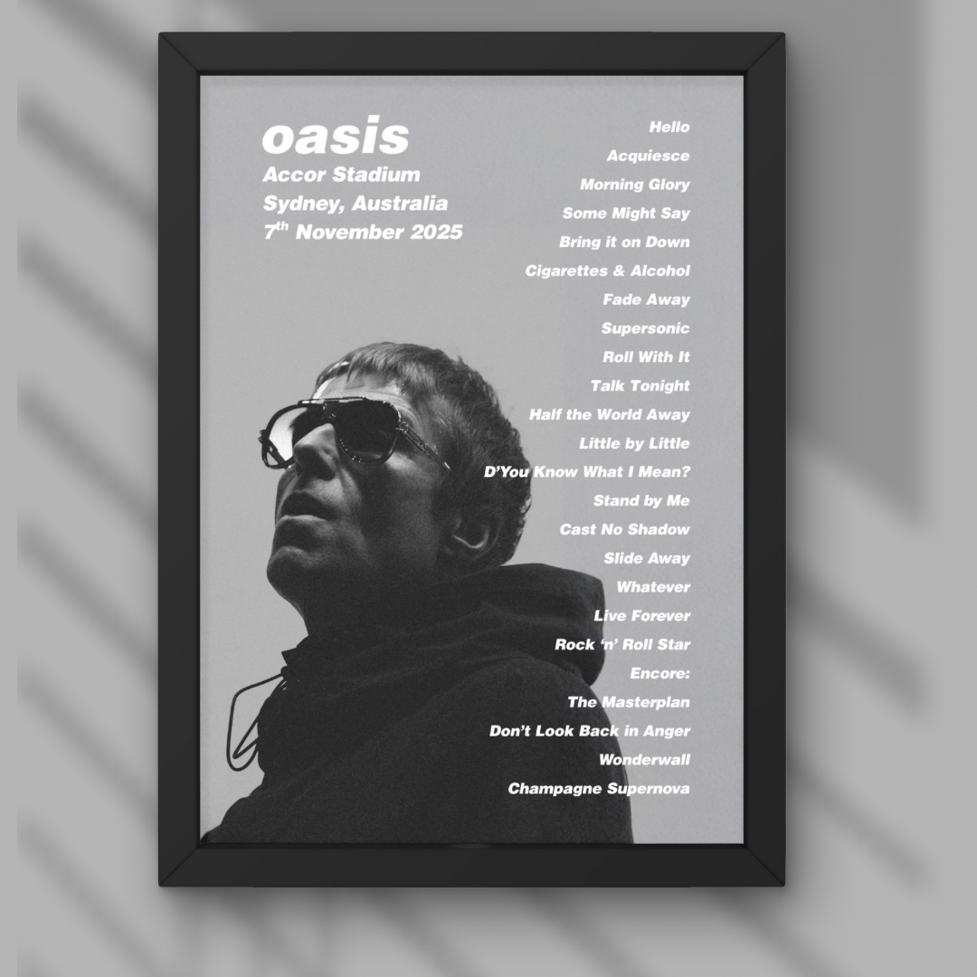 Oasis Sydney Setlist Print - Night One 7th Nov