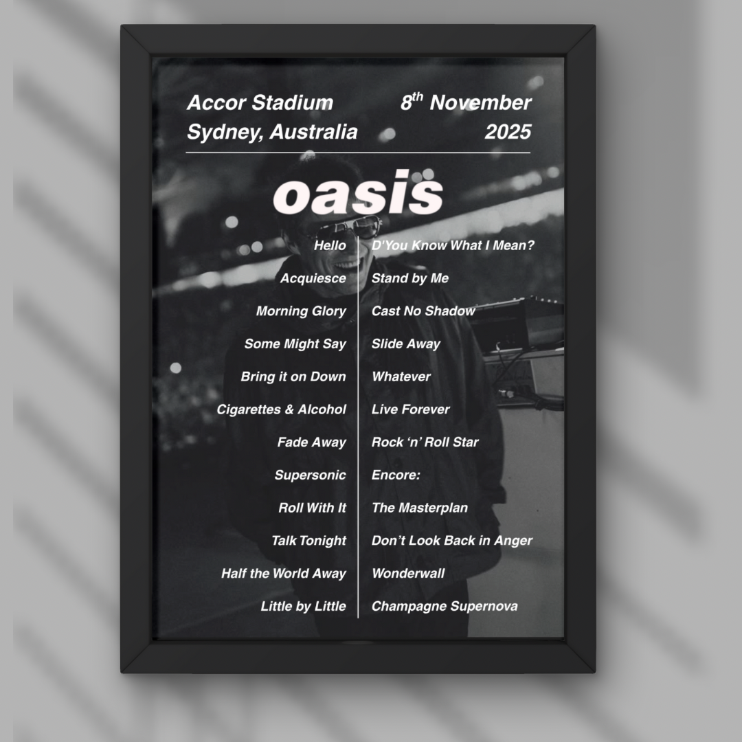 Oasis Sydney DIGITAL Setlist Print - Night Two 8th Nov