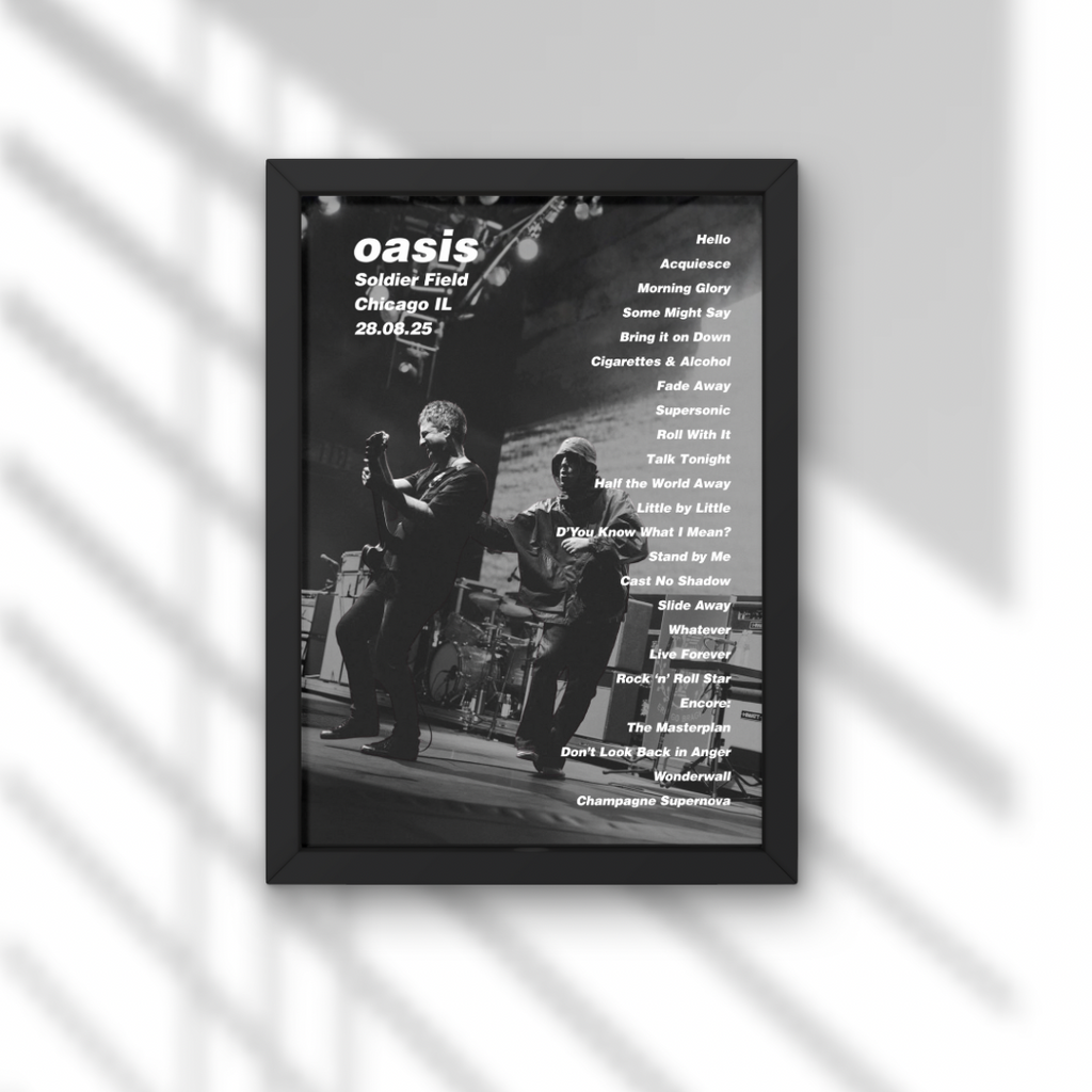 Oasis Chicago Setlist Print New Design