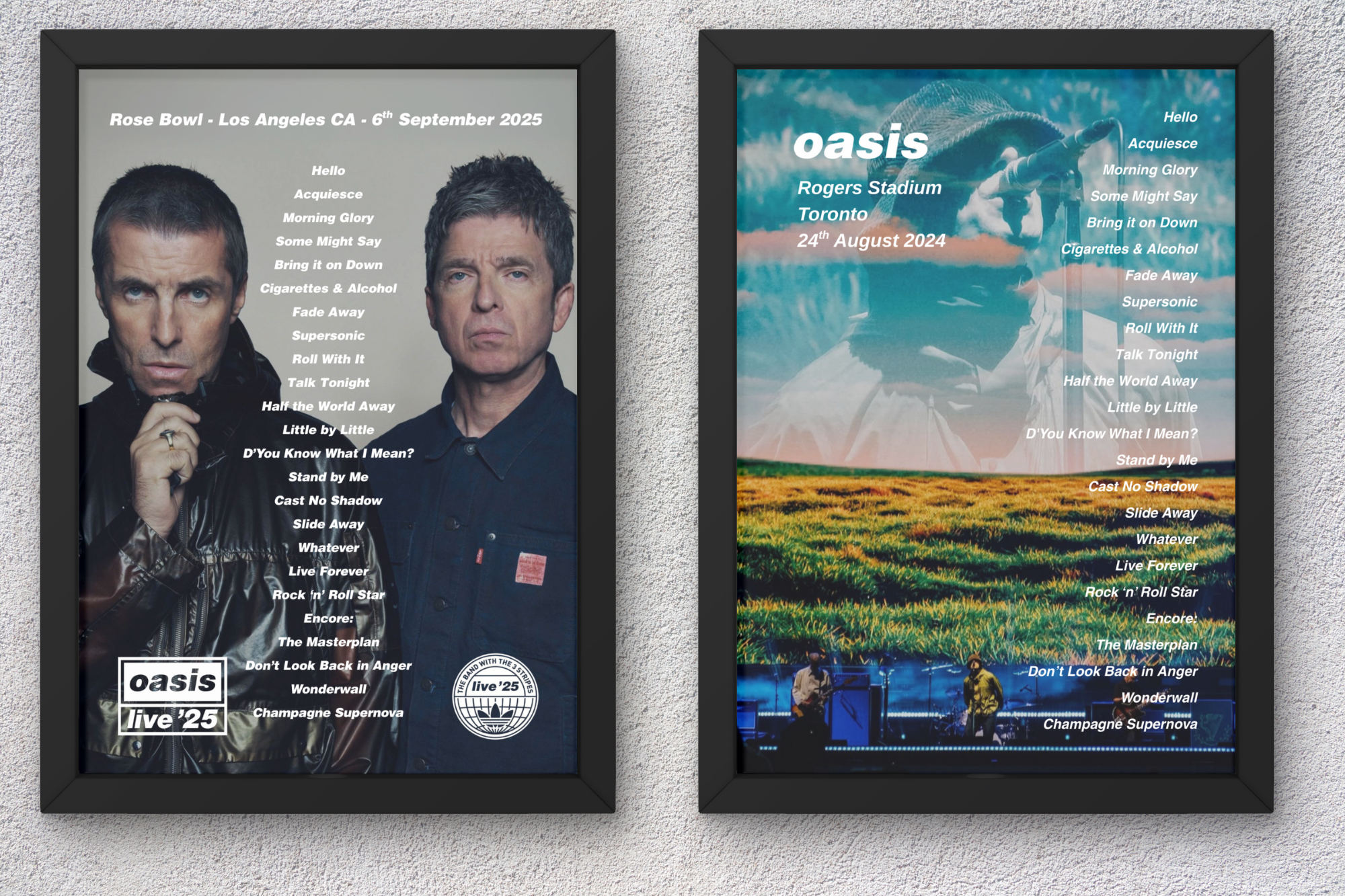 DIGITAL Oasis USA & Canada Setlist Print - All Dates