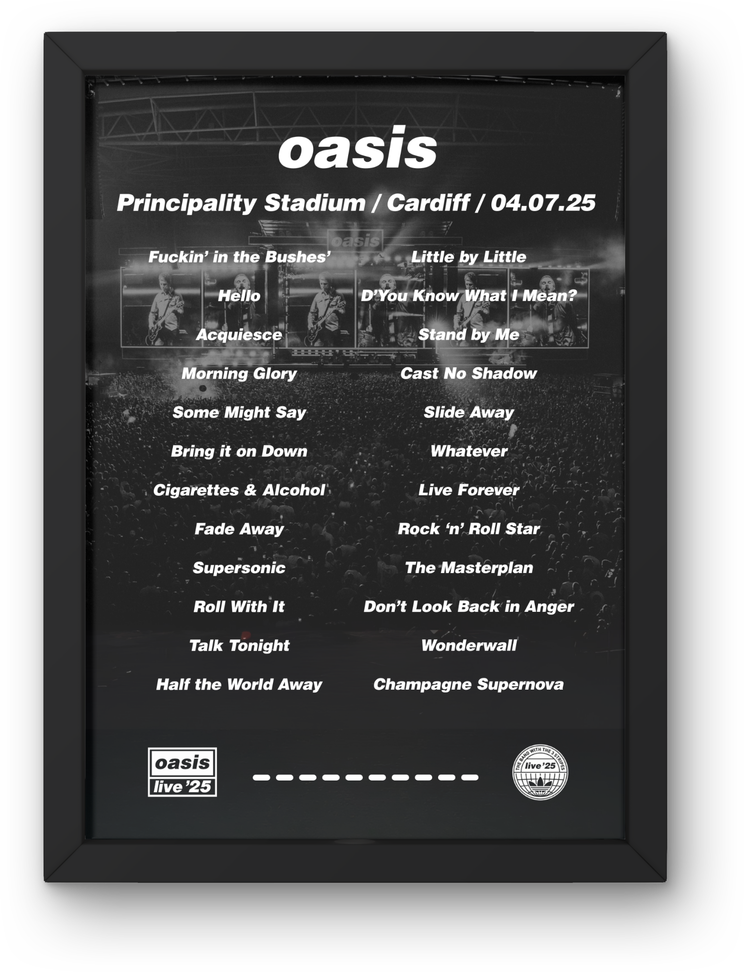 Oasis Cardiff DIGITAL Setlist Print - Both Dates