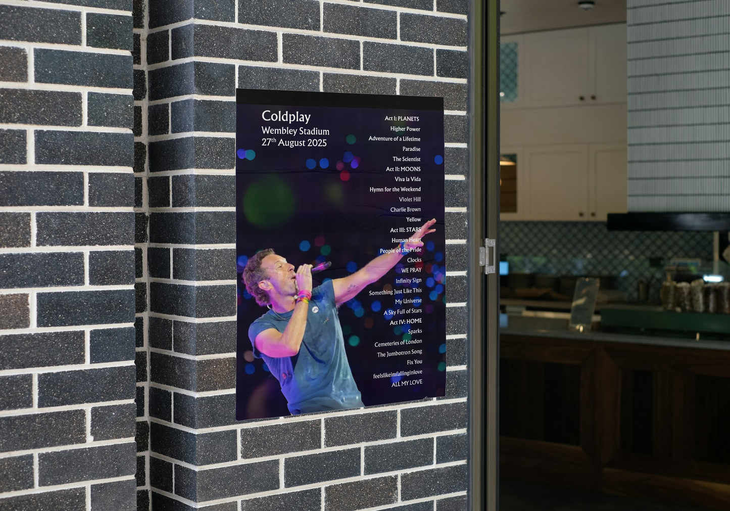 Coldplay Wembley 27/08/25 NIGHT FOUR Setlist Poster - A1 to A5 w/frame Option