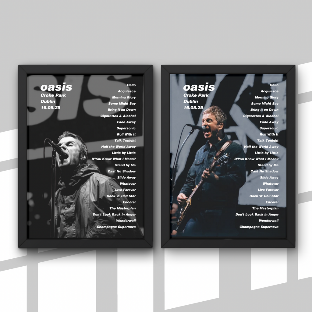 Oasis Dublin DIGITAL Setlist Print - All Dates