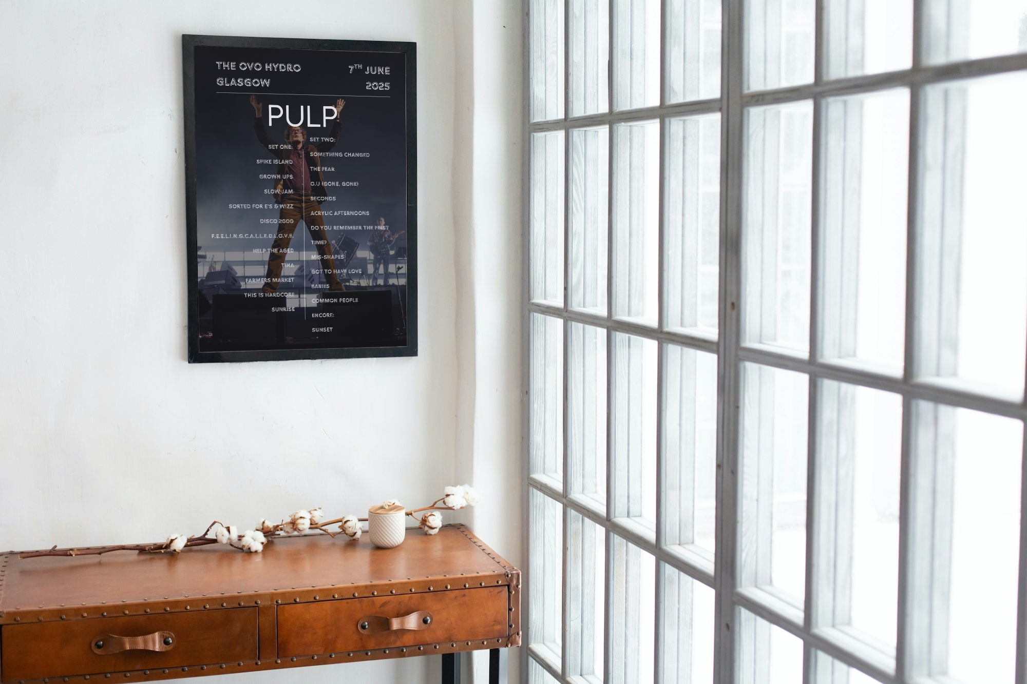 Pulp Live 2025 Setlist Poster All dates available - A1 to A5 Frame Option