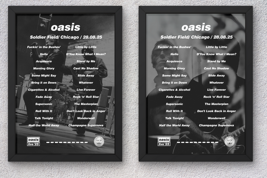OASIS CHICAGO 2025 SETLIST POSTER | A1 - A5 w/Frame Option
