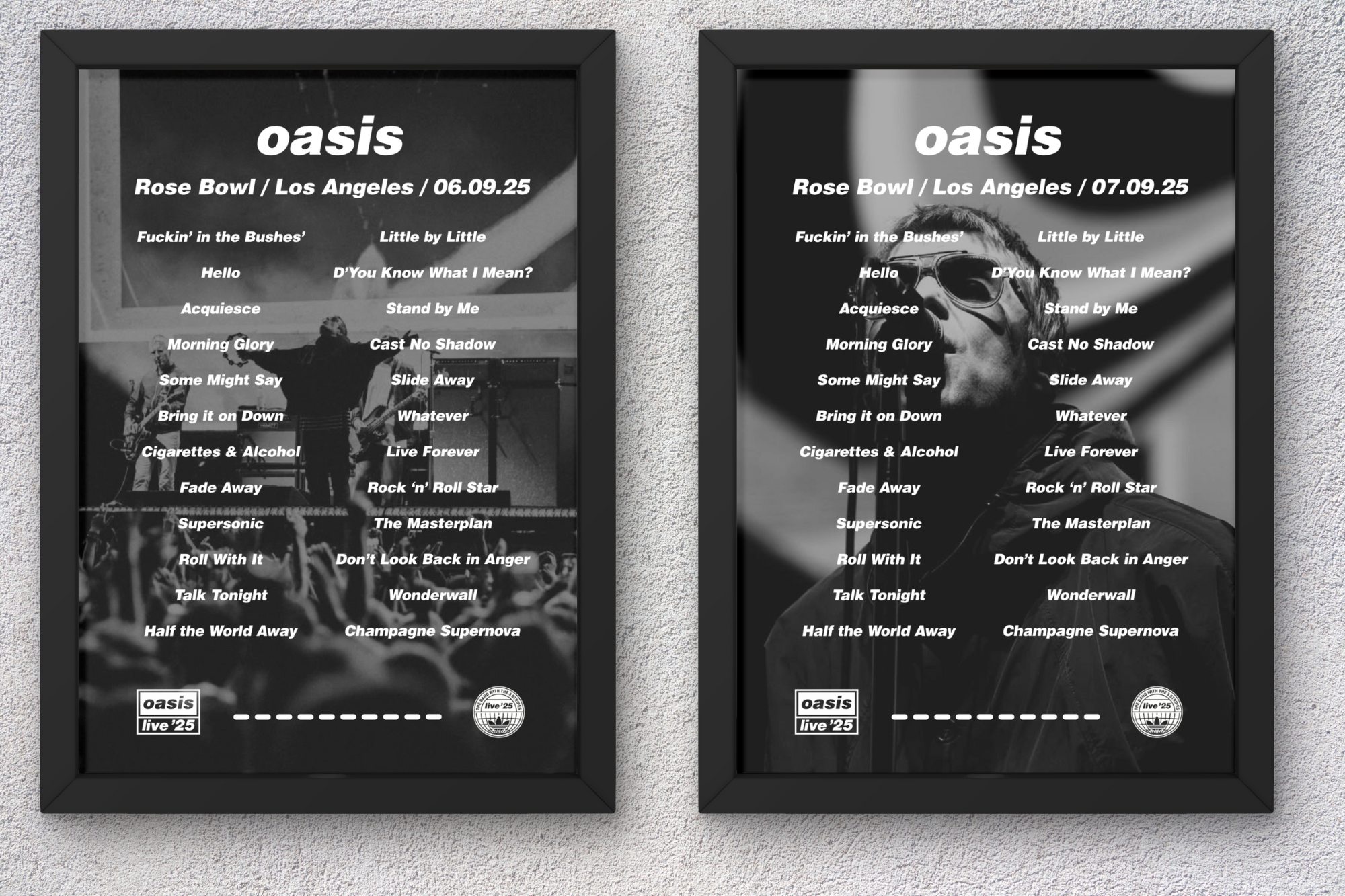 Oasis Los Angeles Setlist Print - Both Dates
