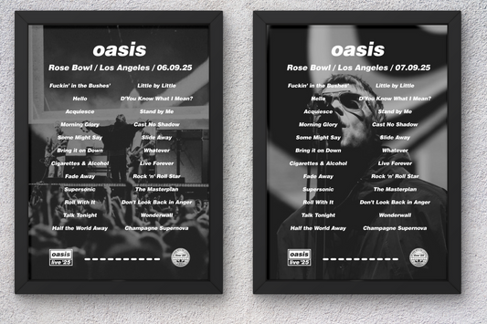 OASIS LOS ANGELES 2025 SETLIST POSTER | BOTH DATES | A1 - A5 w/Frame Option