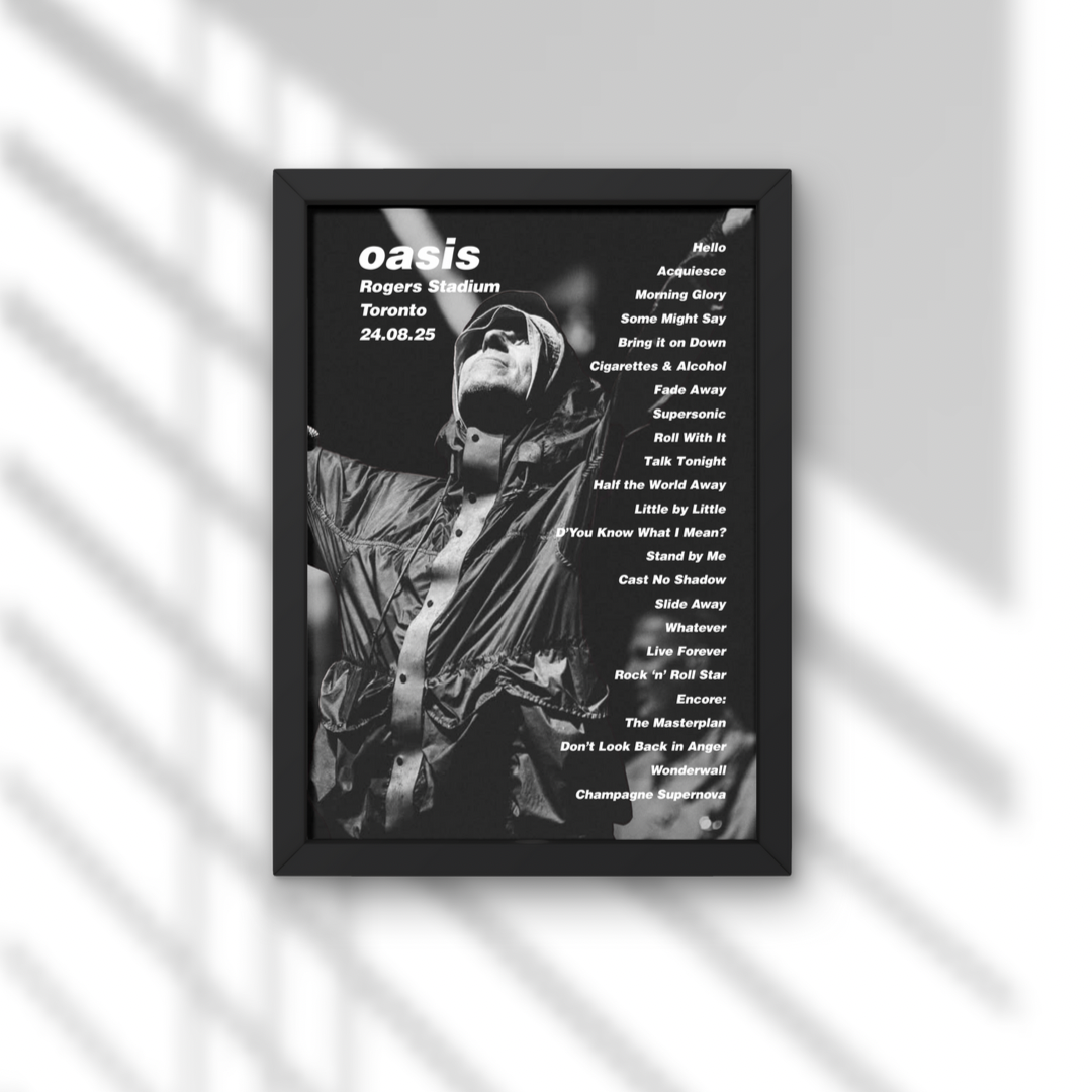 Oasis Toronto Setlist Print New Design - All Dates