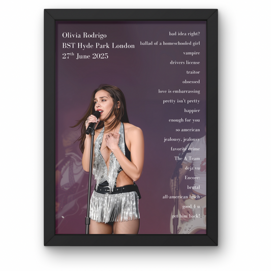 Olivia Rodrigo Manchester Setlist Posters | A1-5 Frame Option