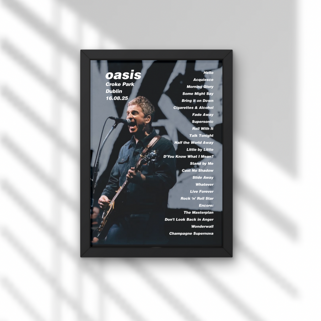 Oasis Dublin DIGITAL Setlist Print - All Dates
