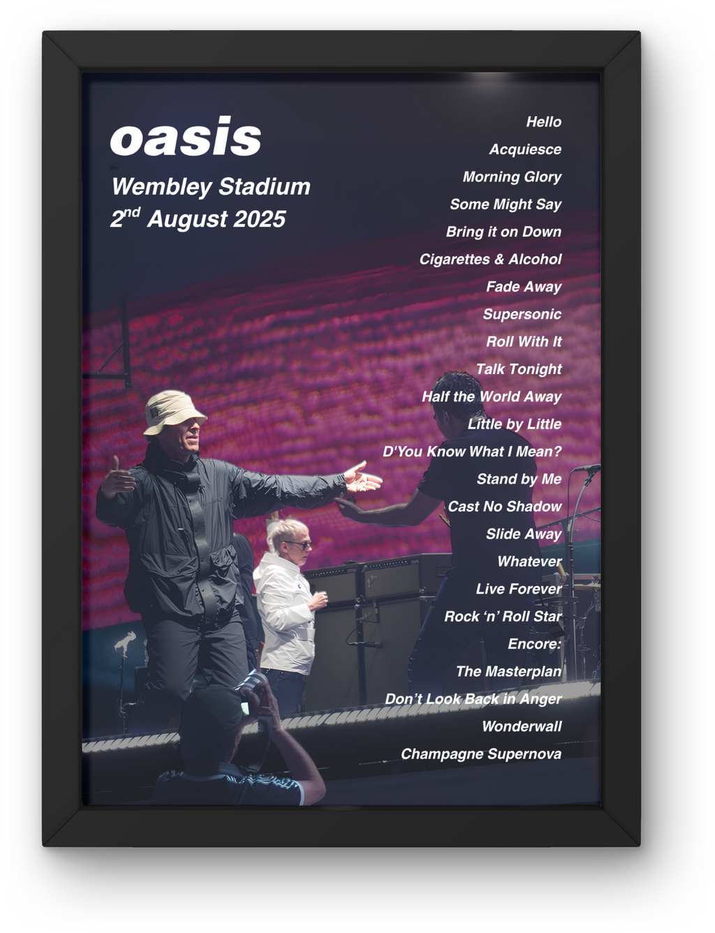 Oasis Wembley DIGITAL Setlist Print - All Dates