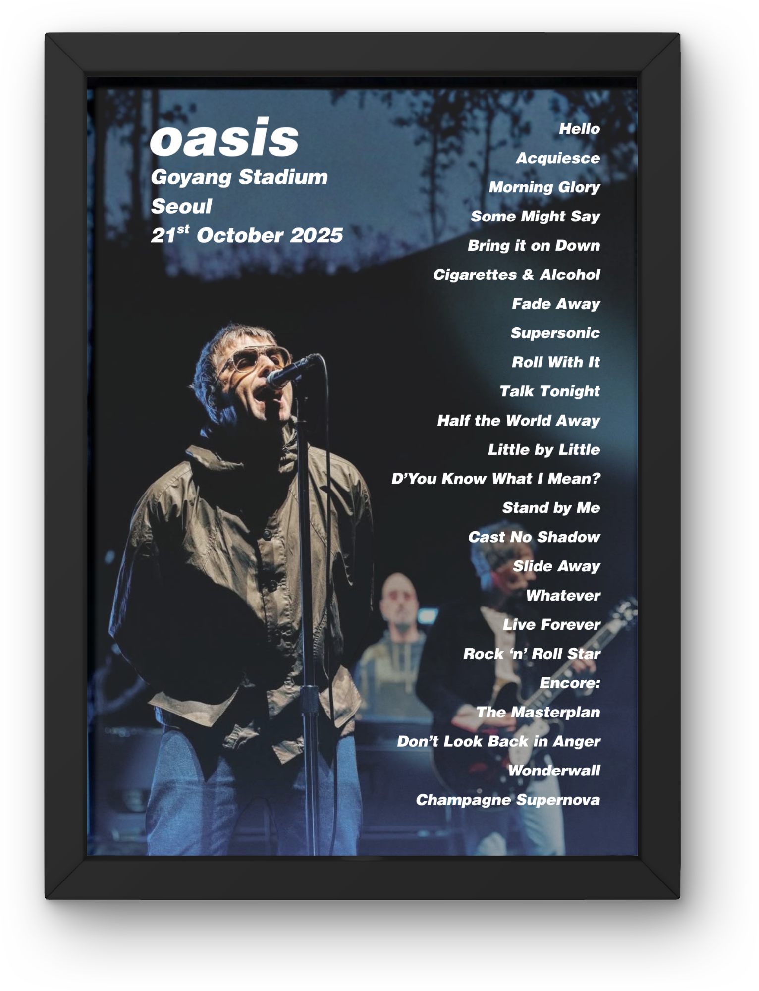 Oasis Seoul Setlist Prints