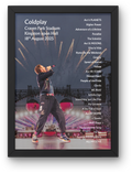 Coldplay Live 2025 Hull Setlist Poster - BOTH DATES - A1 to A5 frame Option