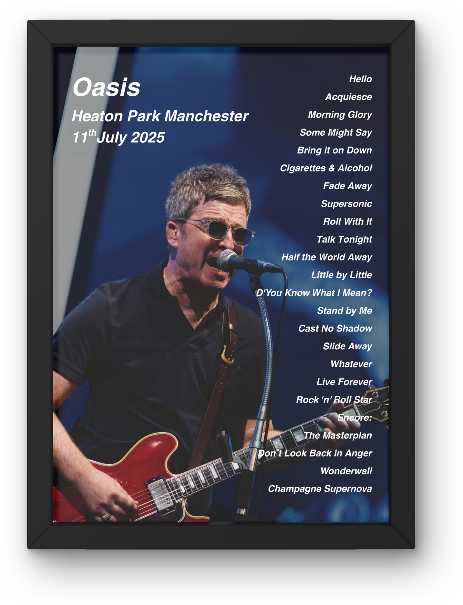 Oasis Manchester Setlist Print - All Dates