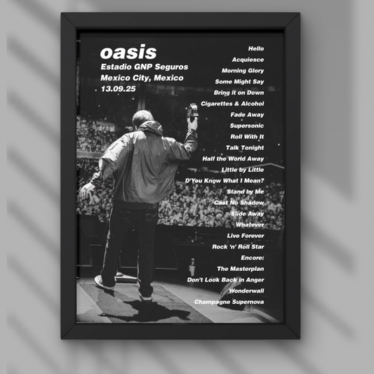 Oasis Mexico City Setlist Print - Both Dates