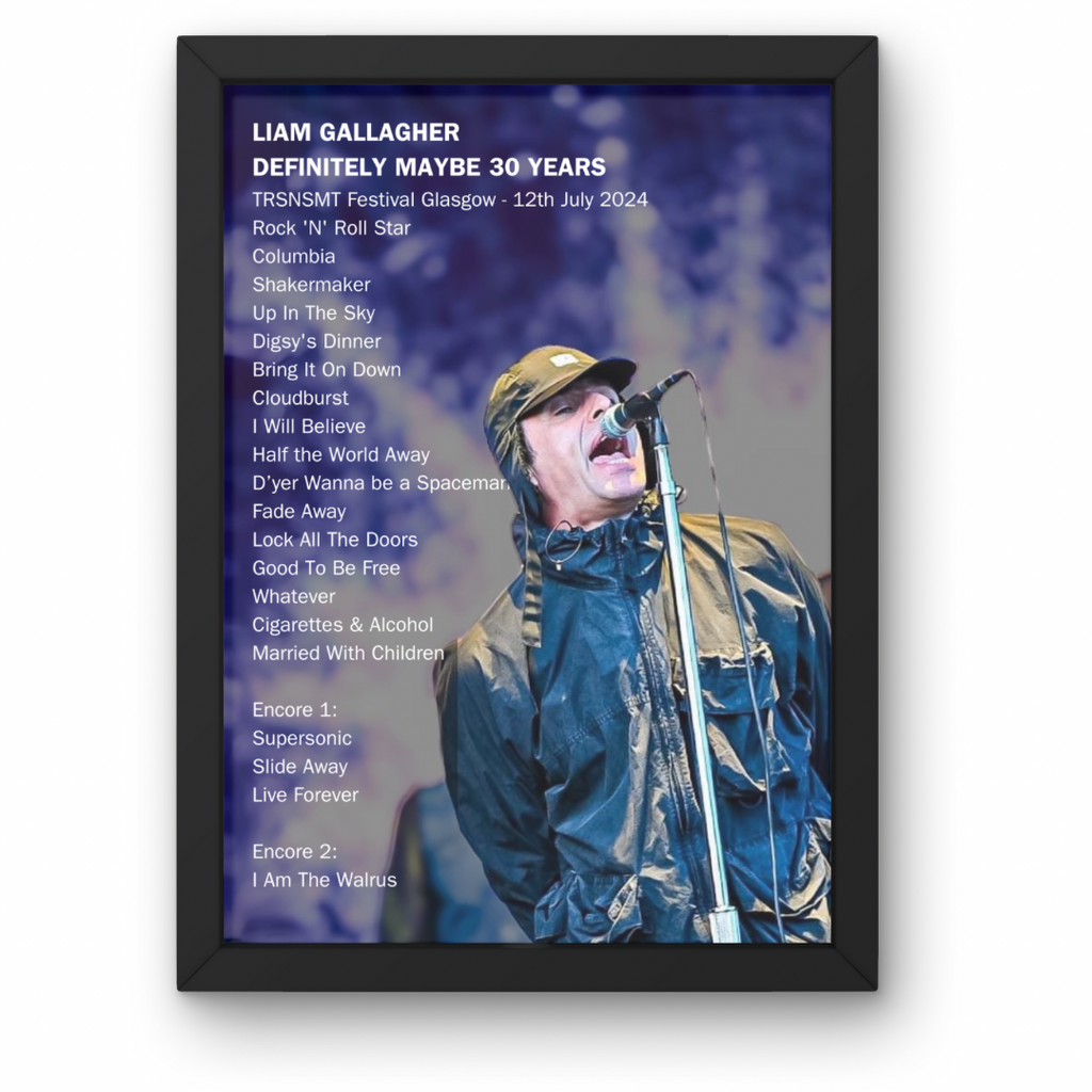 Custom Setlist Posters Any Gig/Artist YOU CHOOSE! A1-5 Frame