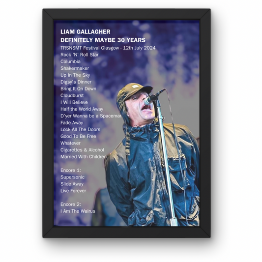 Custom Setlist Posters Any Gig/Artist YOU CHOOSE! A1-5 Frame