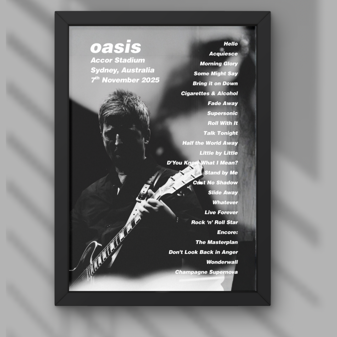 Oasis Sydney Setlist Print - Night One 7th Nov