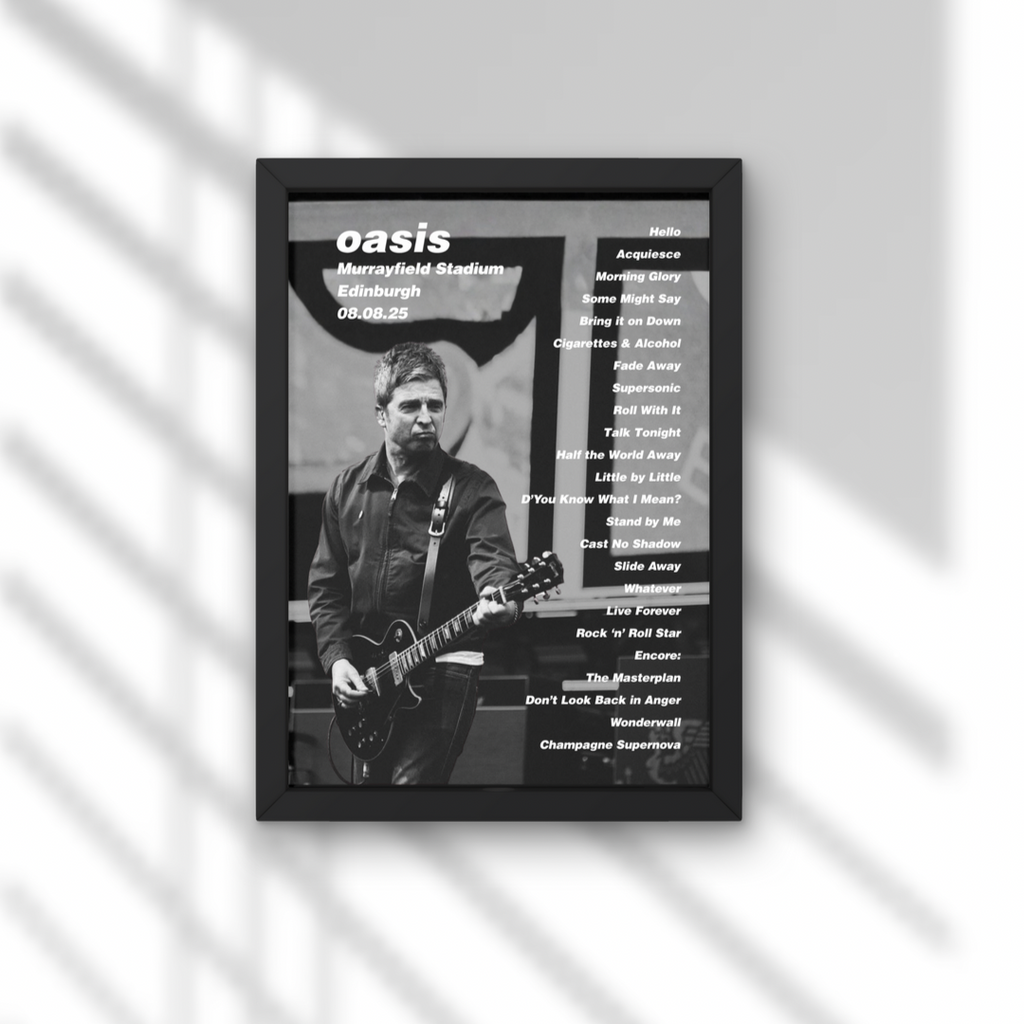 Oasis Edinburgh Setlist Print New Design - All Dates