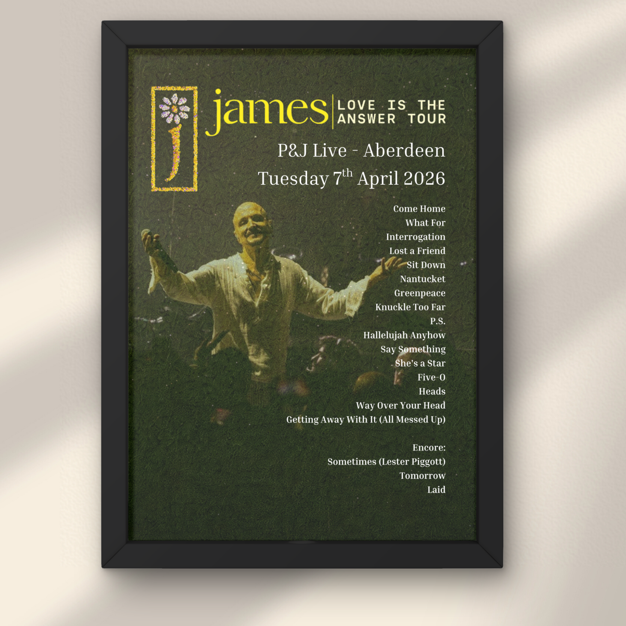 James 2026 UK Setlist Posters - All Dates Available