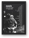 Oasis Dublin DIGITAL Setlist Print - All Dates
