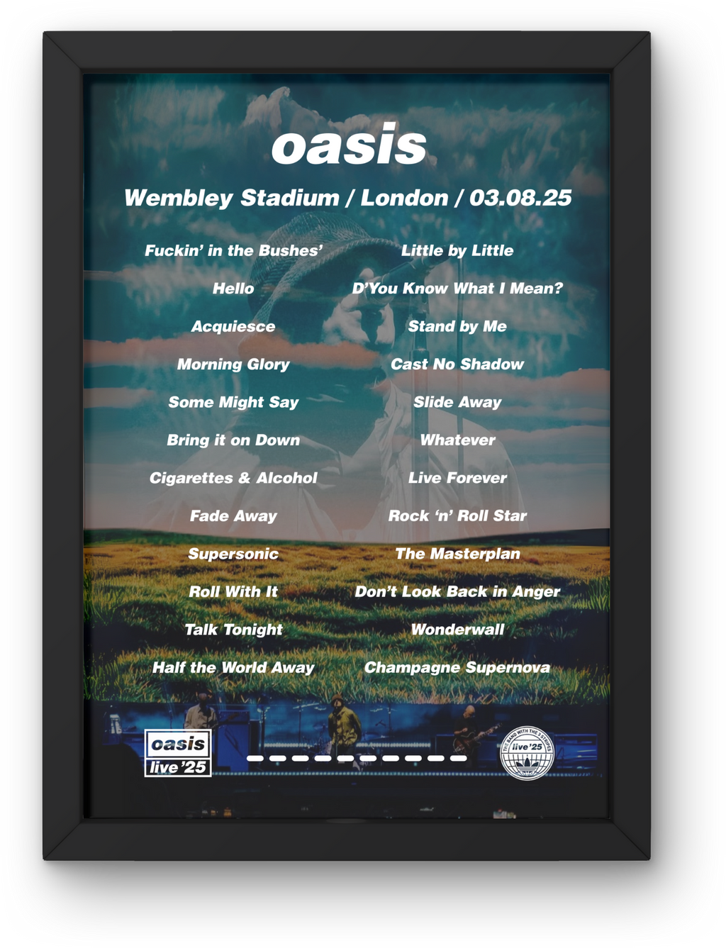 Oasis Wembley DIGITAL Setlist Print - All Dates