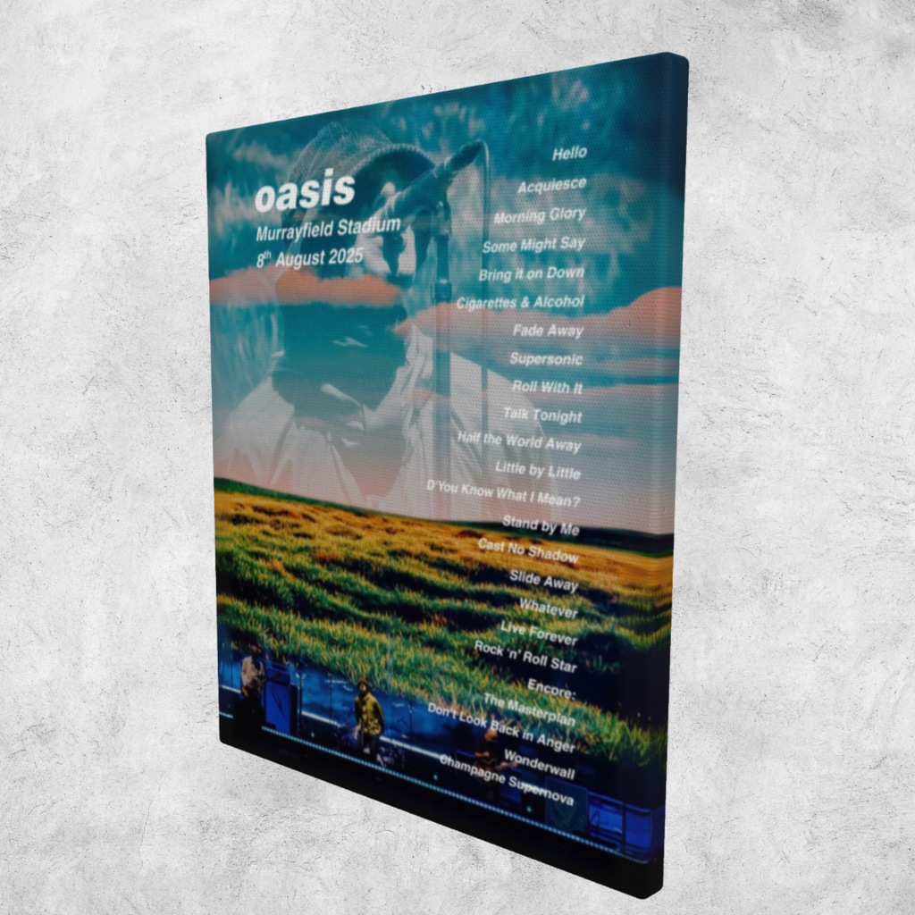 OASIS LIVE 2025 SETLIST CANVAS | ALL DATES | 30cm x 40cm