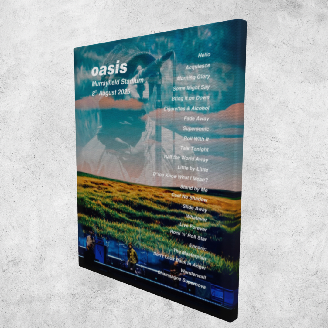 OASIS LIVE 2025 SETLIST CANVAS | ALL DATES | 30cm x 40cm
