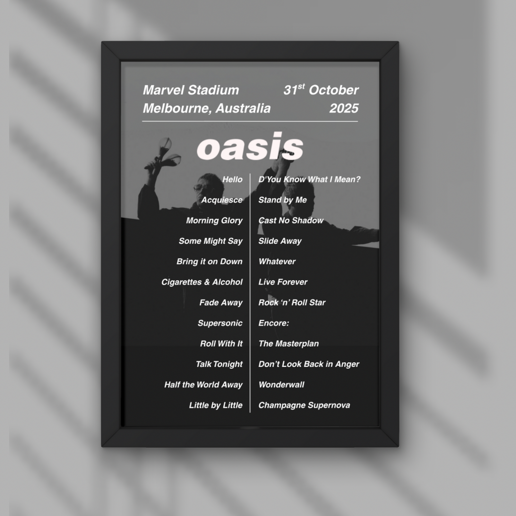 Oasis Melbourne Setlist Prints - All Dates