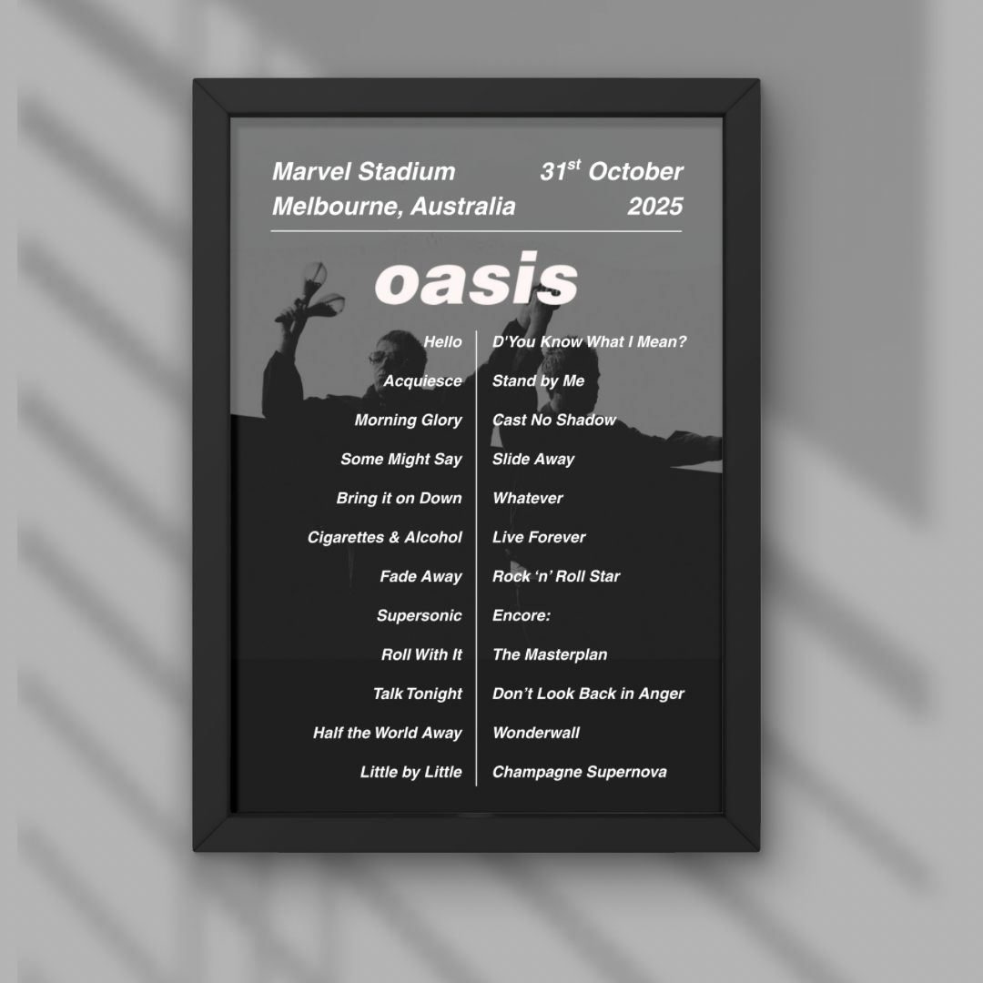 Oasis Melbourne Setlist Prints - All Dates