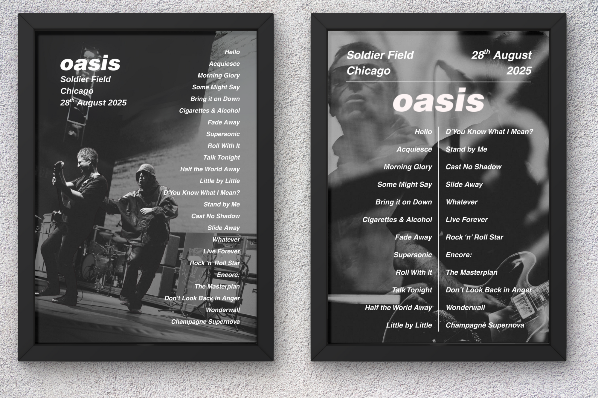 Oasis Chicago Setlist Print