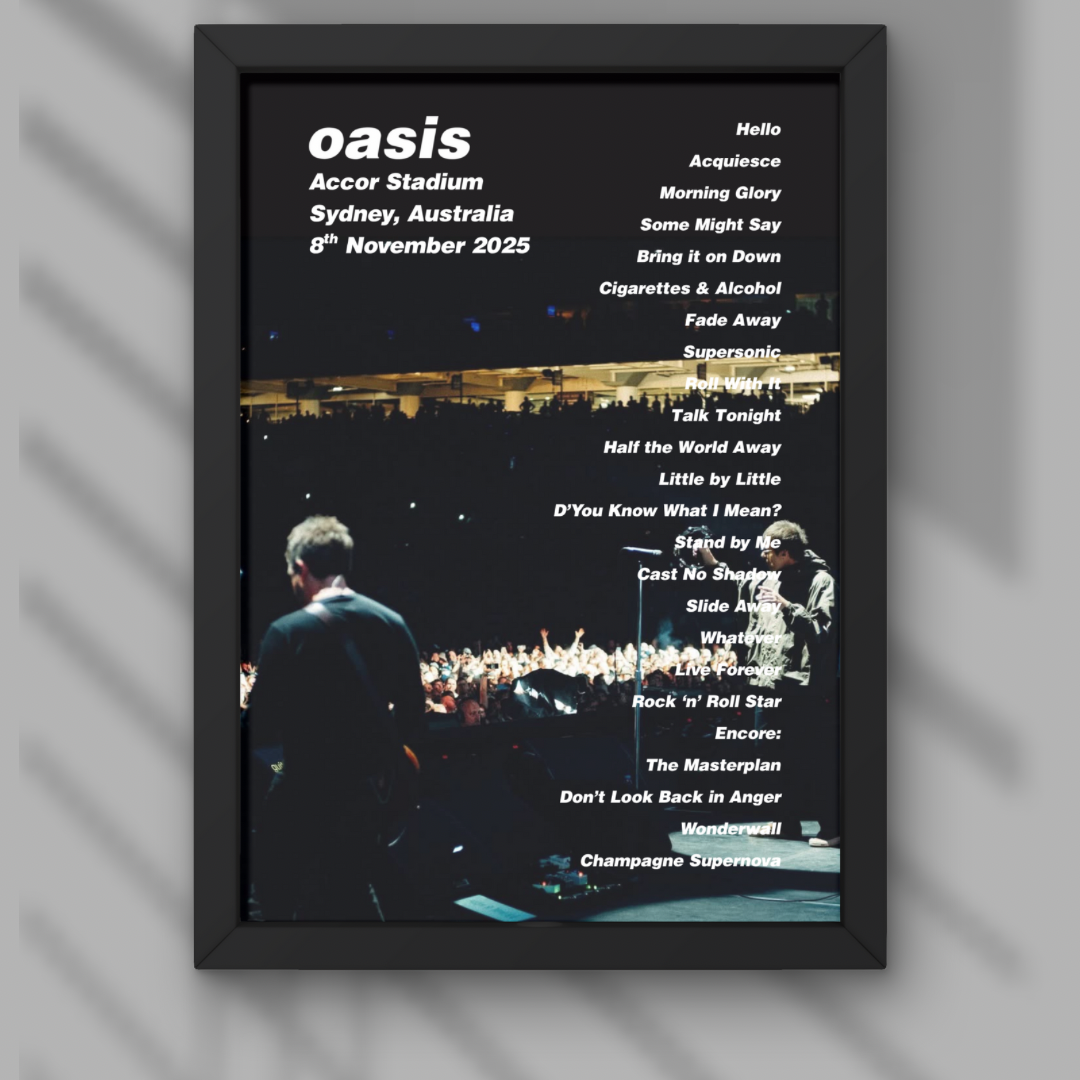 Oasis Sydney Setlist Print - Night Two 8th Nov