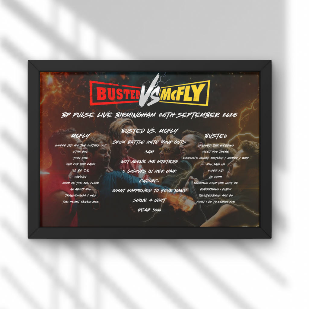 Busted vs McFly 2025 Tour Setlist Print - All dates